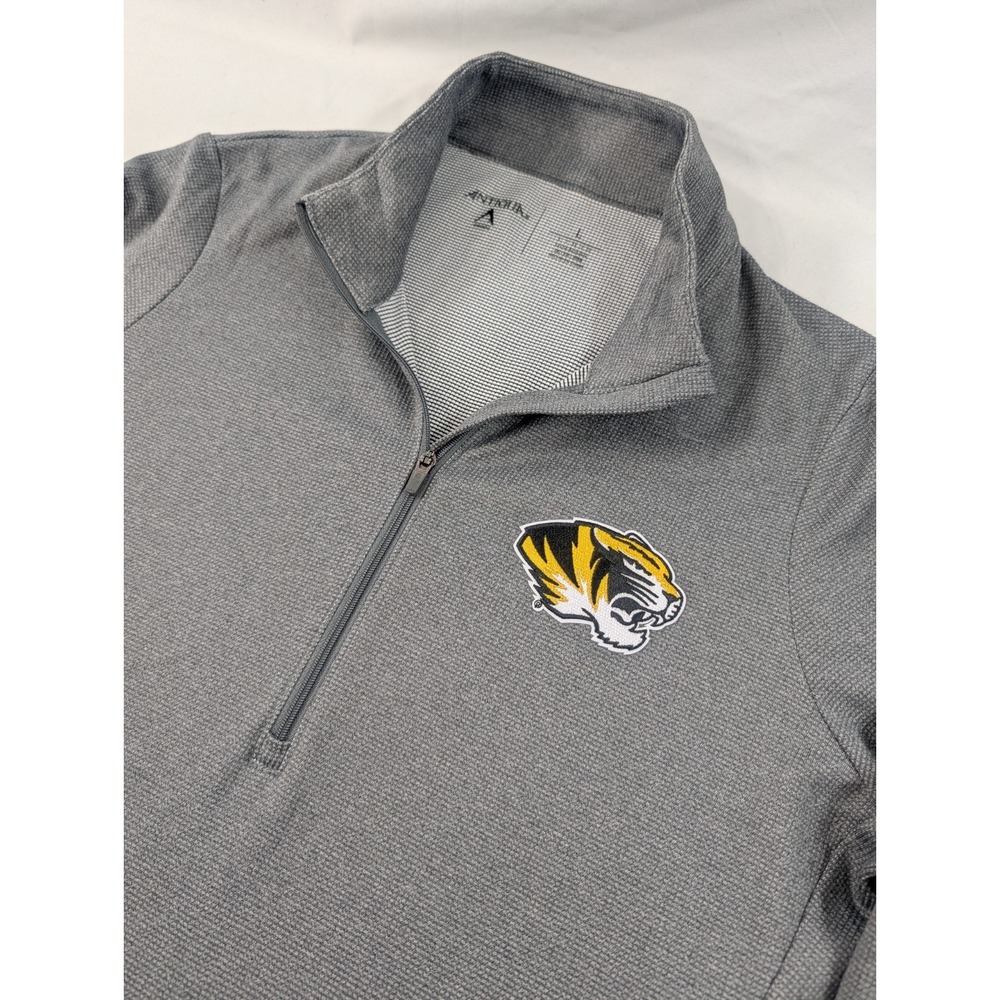 Missouri Tigers Mizzou Pullover Shirt Womens Large Gray Antigua 1/4 Zip Gray